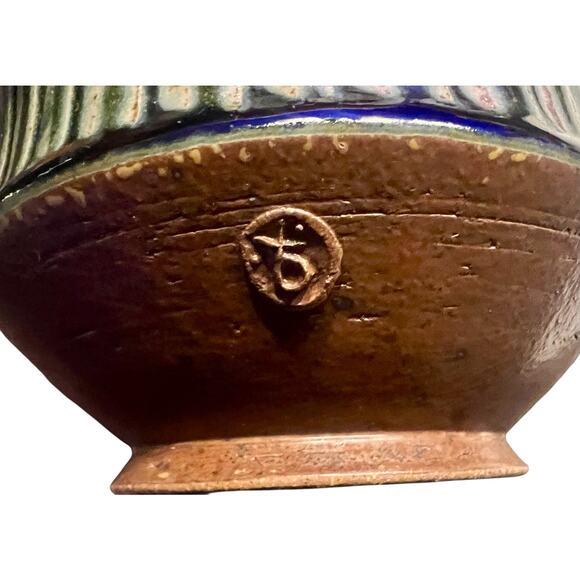 Brad Tucker Cedar Creek Pottery Green Ribbed Bowl-Handmade NC Studio Art-Glaze - Picture 4 of 8